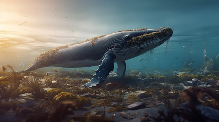 Humpback whale in the ocean. Underwater sceneの素材