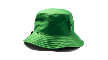 Green hat isolated on white background. Clipping path included for easy extraction.の素材