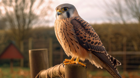 Kestrel (Falco tinnunculus) in autumn forestの素材