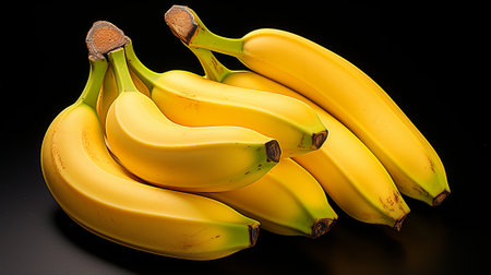 Fresh bananas isolated on black background. Close up view.の素材