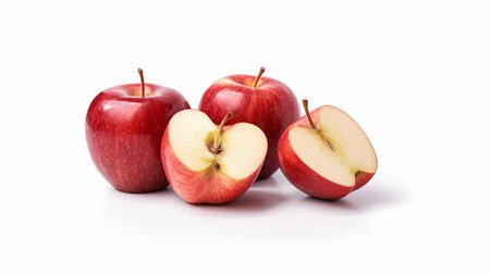 Red apple with water drops on a white background. Close-up.の素材