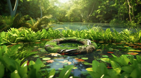 Luxury swimming pool in the tropical gardenの素材