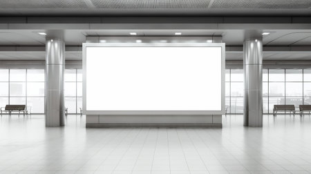Blank billboard in airport terminalの素材
