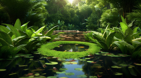 Luxury swimming pool in the tropical gardenの素材