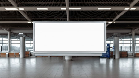 Blank billboard in airport terminalの素材