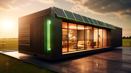 Solar panels in a modern office buildingの素材