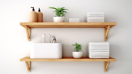 Laundry room with washing machine and basket of towelsの素材
