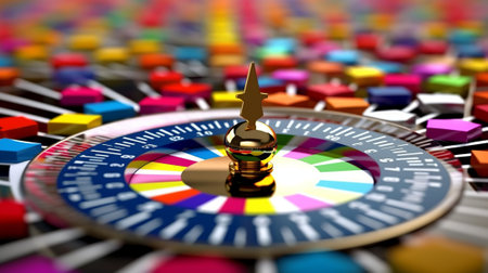 3d illustration of target with arrows over blue background. success conceptの素材