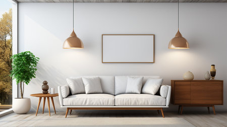 Elegant and spacious open concept interior rooms new construction with concrete floors and televisionの素材
