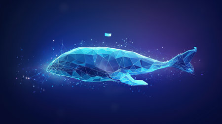 blue whale composed of polygon marine animal digitalの素材