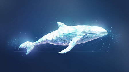 blue whale composed of polygon marine animal digitalの素材