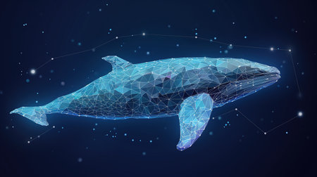 blue whale composed of polygon marine animal digitalの素材