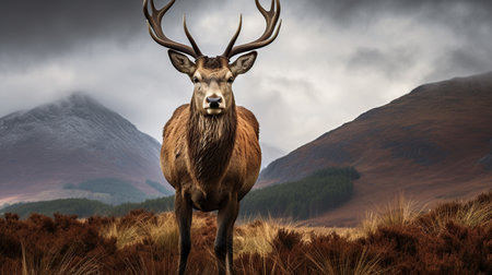 A young Red deer stag.の素材