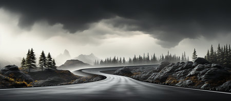 Scenic view on the gravel roadの素材