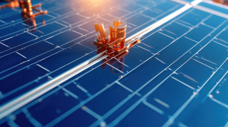 Solar panels of a solar power station at a photovoltaic power stationの素材