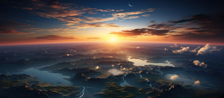 sunrise view of earth from spaceの素材