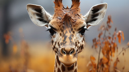 portrait of a young African African giraffeの素材