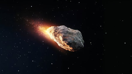 meteorite flying to the planet Earthの素材