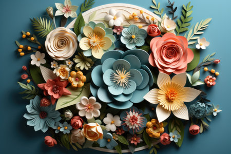 papercut Earth globe colorful flowerの素材