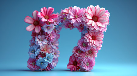 Minimal 3D number "1" decorated with flower, pastel backgroundの素材
