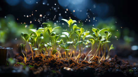 Young plant with cyber display of technological smart farming 4.0-Smart Farmingの素材