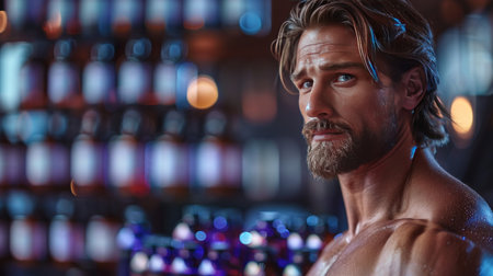 Muscular handsome male torso and testosterone formulaの素材