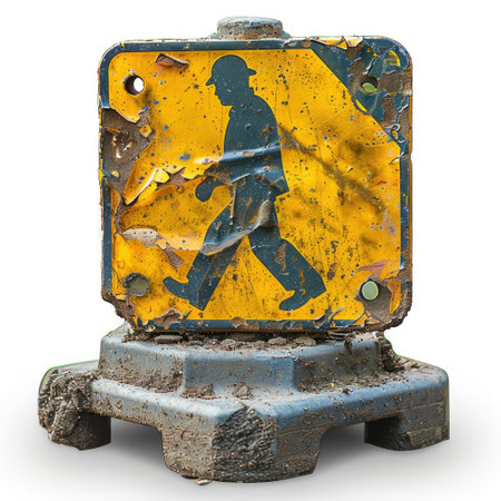 Men at work sign roadの素材