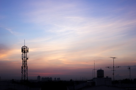 antenna on morning time or sunriseの写真素材