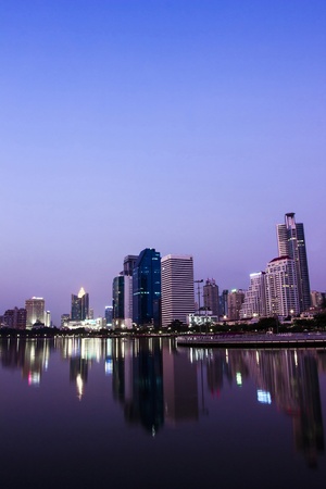 cityscape and towers with twilightの写真素材