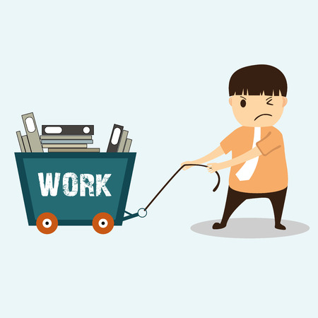 Businessman cartoon on the work hard conceptのイラスト素材