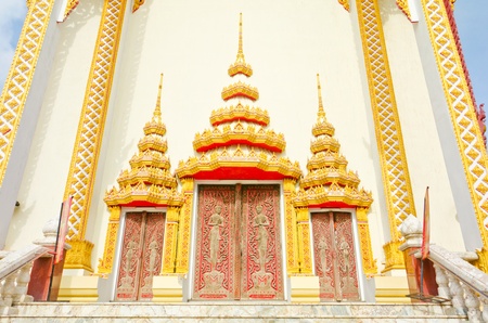 door of Buddha church at the Thai templeの写真素材