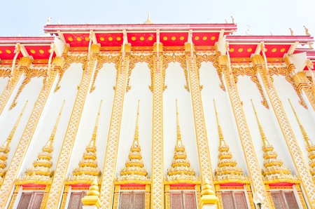 side of Buddha church at the Thai templeの写真素材