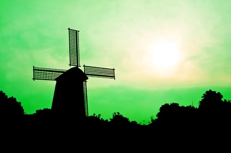 silhouette Wind generatorの写真素材