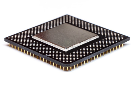 CPU Central processing unit microchip isolated on white backgroundの写真素材