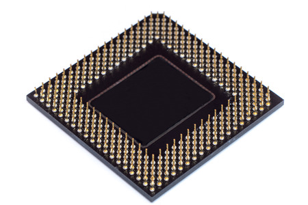 CPU Central processing unit microchip isolated on white backgroundの写真素材