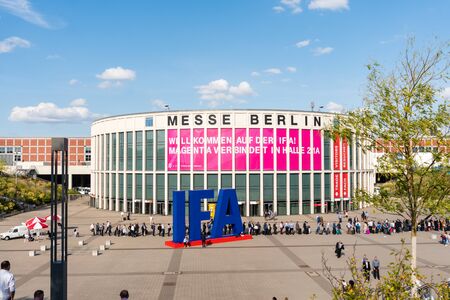 Berlin, Germany- September 4.,2018., Main, south entrance to the IFA -the largest annual consumer electronics exhibition in Europe.のeditorial素材