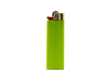 Green lighter isolated on white backgroundの写真素材