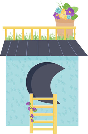 Fairy house. Vector illustration of fantasy birdhouse.のイラスト素材