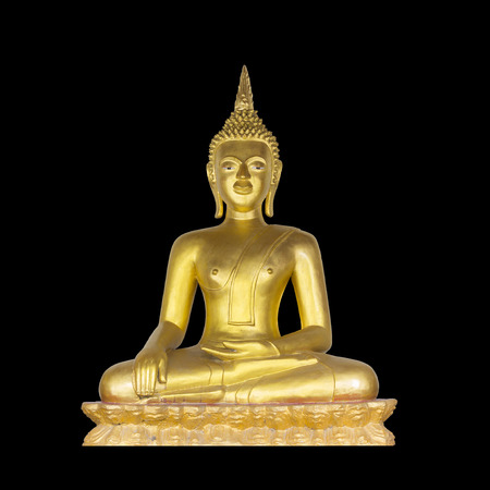 Buddha statue isolated on black backgroundの写真素材