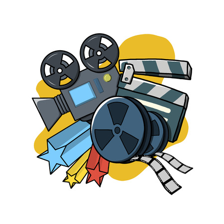 cinema movie with popcorn.のイラスト素材