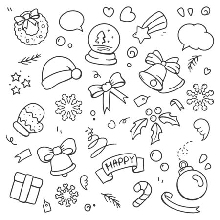 Christmas cute doodle. Vector illustrationのイラスト素材