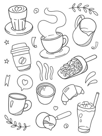 Coffee Cup. Coffee time Doodle. Vector illustrationのイラスト素材