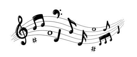 Music notes on Scale. Vector illustrationのイラスト素材