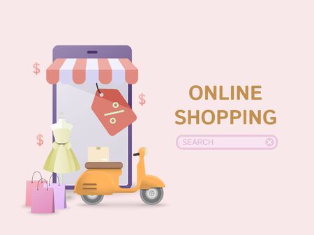 Online Shopping. concept of delivery service. Vector illustrationのイラスト素材