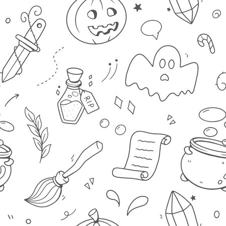 Halloween seamless pattern. Cute vector illustrationのイラスト素材