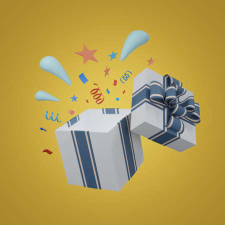 giftbox 3d rendering. giftbox 3d illustrationの写真素材