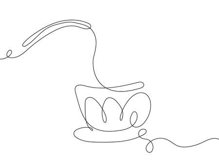 one line drawing of coffee. vector illustrationのイラスト素材