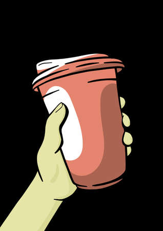Coffee. hand hold glass of coffee. Vector Illustrationのイラスト素材