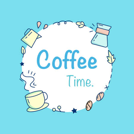 Coffee time with cute icon. Vector Illustrationのイラスト素材