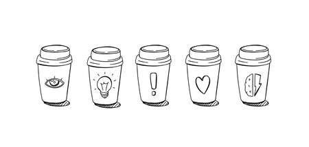 Coffee set. Vector illustration. Hand drawn coffeeのイラスト素材
